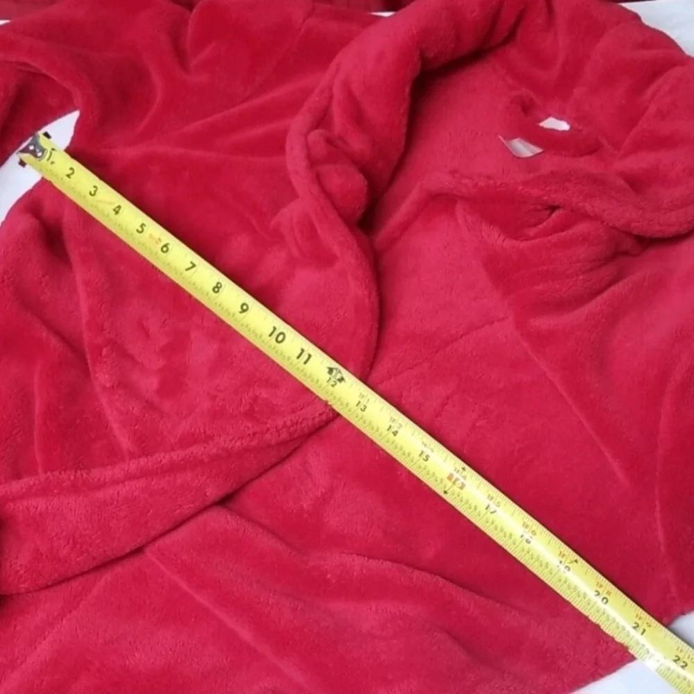Women's Red Plush Bathrobe Vintage Simply Basic Size M